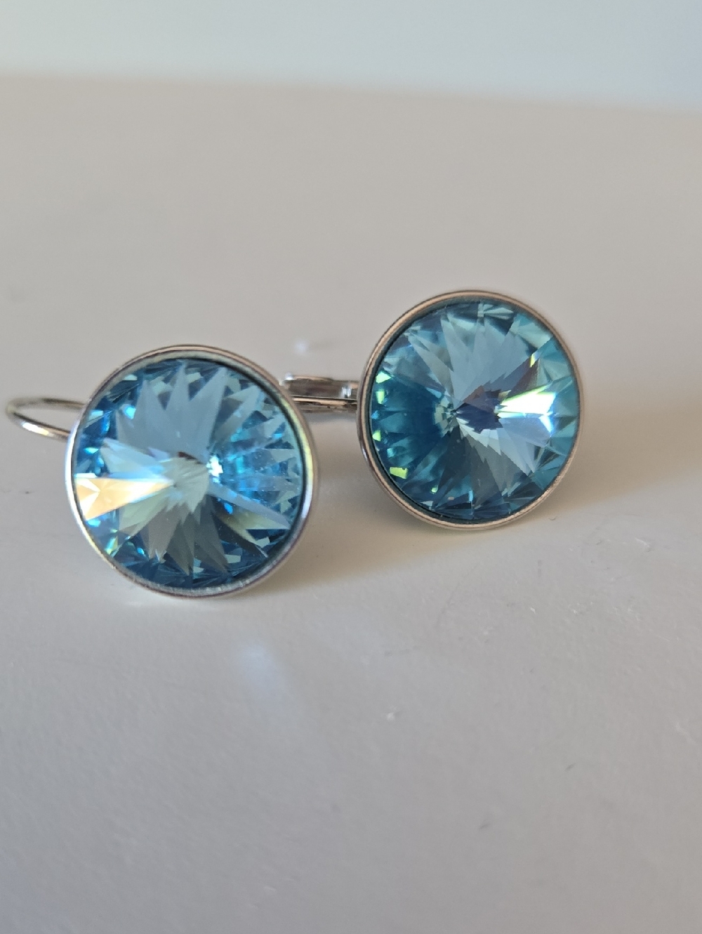 Blue Crystal Round Drop Earrings - Unbranded